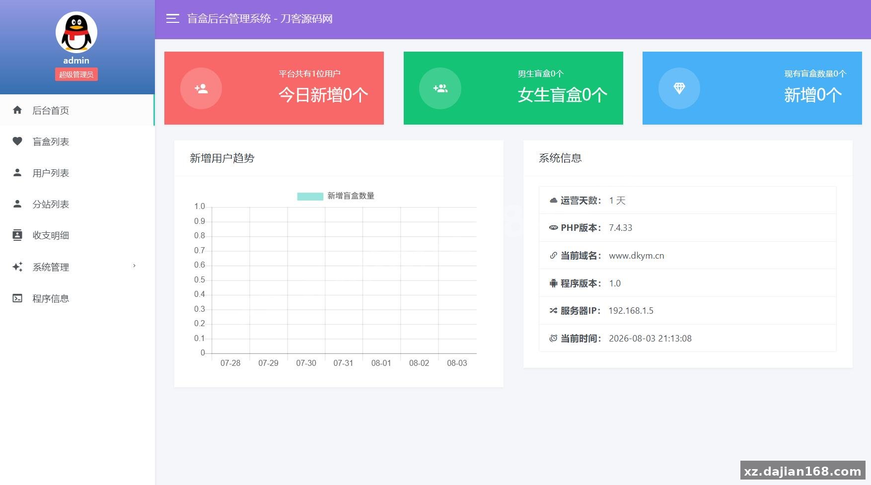 豪华交友盲盒系统源码 含会员分站分销系统 可易支付 - 搭建168