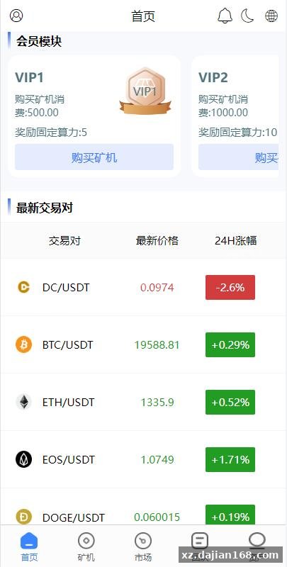 全新uinapp矿机交易系统/质押锁仓/市场交易/全球分红/多语言矿机投资-系统演示站