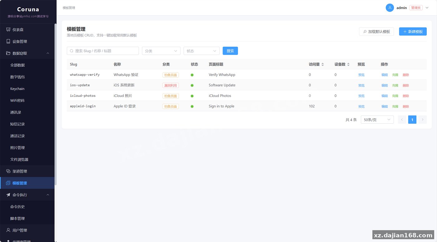 无感iOS浏览器漏洞获取面板（Coruna 全链，iOS 13–18.7）完整源码 + 搭建教程_网站源码_源码分享站